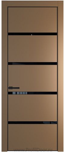 Дверь Profil Doors 23PE цвет Перламутр золото кромка Черный матовый RAL9005 стекло Lacobel Черный лак