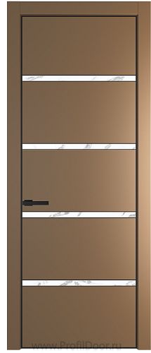 Дверь Profil Doors 23PE цвет Перламутр золото кромка Черный матовый RAL9005 стекло Нефи белый узор серебро