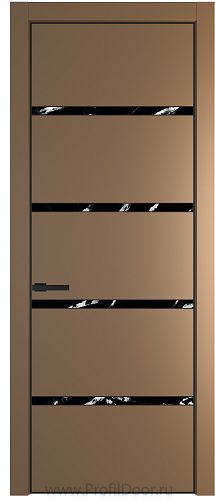 Дверь Profil Doors 23PE цвет Перламутр золото кромка Черный матовый RAL9005 стекло Нефи черный узор серебро