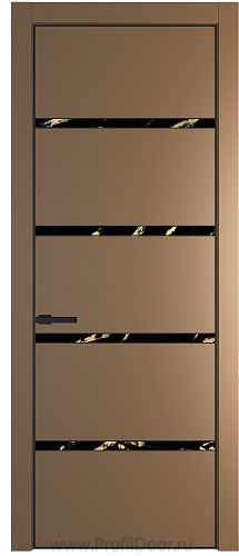 Дверь Profil Doors 23PE цвет Перламутр золото кромка Черный матовый RAL9005 стекло Нефи черный узор золото