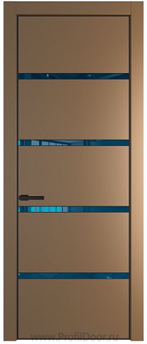 Дверь Profil Doors 23PE цвет Перламутр золото кромка Черный матовый RAL9005 стекло Зеркало Blue