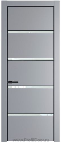 Дверь Profil Doors 23PE цвет Смоки (RAL 870-02) кромка Черный матовый RAL9005 стекло Lacobel Белый лак