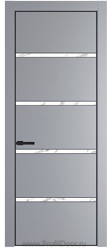 Дверь Profil Doors 23PE цвет Смоки (RAL 870-02) кромка Черный матовый RAL9005 стекло Нефи белый узор серебро