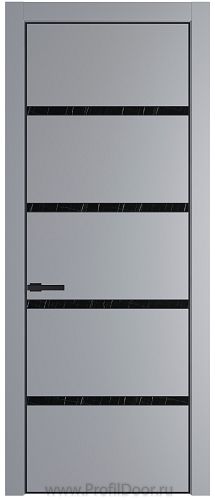 Дверь Profil Doors 23PE цвет Смоки (RAL 870-02) кромка Черный матовый RAL9005 стекло Неро мрамор