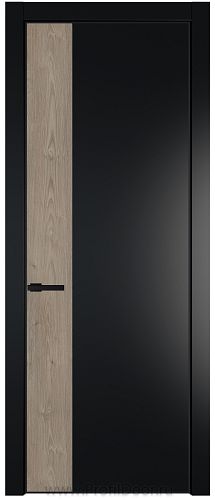 Дверь Profil Doors 24PE цвет Блэк кромка Черный матовый RAL9005 вставка Каштан Темный