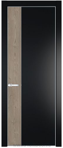 Дверь Profil Doors 24PE цвет Блэк кромка Серебро вставка Каштан Темный