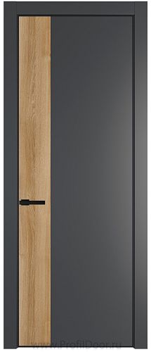 Дверь Profil Doors 24PE цвет Графит (Pantone 425С) кромка Черный матовый RAL9005 вставка Дуб Карамель