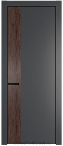 Дверь Profil Doors 24PE цвет Графит (Pantone 425С) кромка Черный матовый RAL9005 вставка Дуб Тобакко