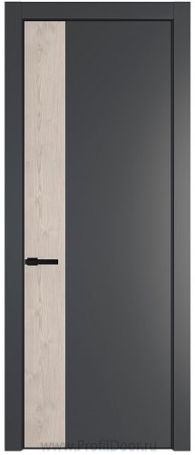 Дверь Profil Doors 24PE цвет Графит (Pantone 425С) кромка Черный матовый RAL9005 вставка Каштан Светлый