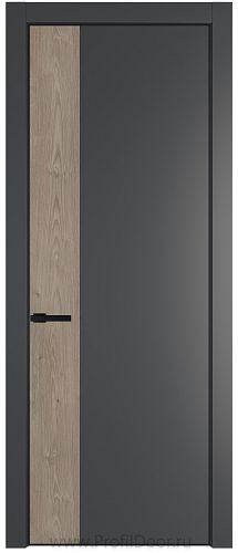 Дверь Profil Doors 24PE цвет Графит (Pantone 425С) кромка Черный матовый RAL9005 вставка Каштан Темный