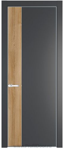 Дверь Profil Doors 24PE цвет Графит (Pantone 425С) кромка Серебро вставка Дуб Карамель