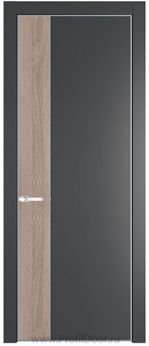 Дверь Profil Doors 24PE цвет Графит (Pantone 425С) кромка Серебро вставка Дуб Сонома