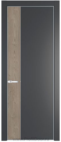 Дверь Profil Doors 24PE цвет Графит (Pantone 425С) кромка Серебро вставка Каштан Темный