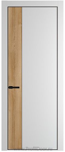 Дверь Profil Doors 24PE цвет Крем Вайт (RAL 120-02) кромка Черный матовый RAL9005 вставка Дуб Карамель