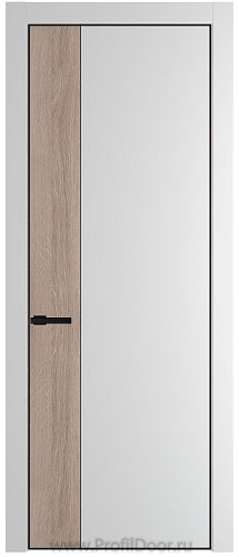 Дверь Profil Doors 24PE цвет Крем Вайт (RAL 120-02) кромка Черный матовый RAL9005 вставка Дуб Сонома