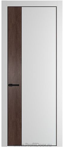 Дверь Profil Doors 24PE цвет Крем Вайт (RAL 120-02) кромка Черный матовый RAL9005 вставка Дуб Тобакко