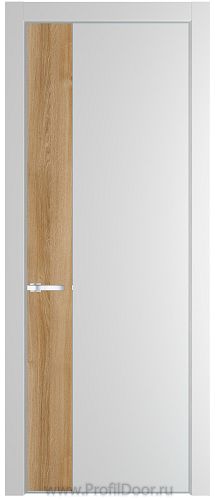 Дверь Profil Doors 24PE цвет Крем Вайт (RAL 120-02) кромка Серебро вставка Дуб Карамель