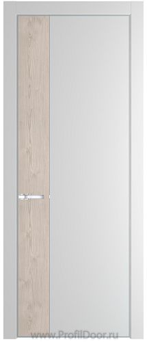 Дверь Profil Doors 24PE цвет Крем Вайт (RAL 120-02) кромка Серебро вставка Каштан Светлый