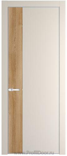 Дверь Profil Doors 24PE цвет Кремовая Магнолия (RAL 120-04) кромка Серебро вставка Дуб Карамель