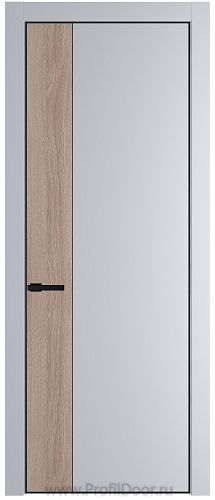 Дверь Profil Doors 24PE цвет Лайт Грей (RAL 870-01) кромка Черный матовый RAL9005 вставка Дуб Сонома