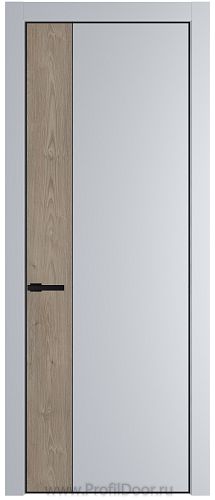 Дверь Profil Doors 24PE цвет Лайт Грей (RAL 870-01) кромка Черный матовый RAL9005 вставка Каштан Темный