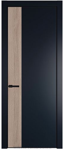 Дверь Profil Doors 24PE цвет Нэви Блу (RAL 7016) кромка Черный матовый RAL9005 вставка Дуб Сонома