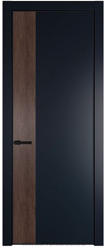 Дверь Profil Doors 24PE цвет Нэви Блу (RAL 7016) кромка Черный матовый RAL9005 вставка Дуб Тобакко