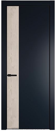 Дверь Profil Doors 24PE цвет Нэви Блу (RAL 7016) кромка Черный матовый RAL9005 вставка Каштан Светлый