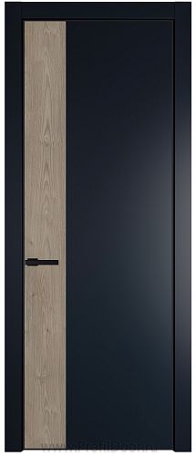 Дверь Profil Doors 24PE цвет Нэви Блу (RAL 7016) кромка Черный матовый RAL9005 вставка Каштан Темный