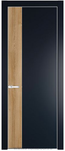 Дверь Profil Doors 24PE цвет Нэви Блу (RAL 7016) кромка Серебро вставка Дуб Карамель
