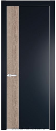 Дверь Profil Doors 24PE цвет Нэви Блу (RAL 7016) кромка Серебро вставка Дуб Сонома