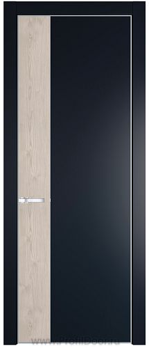 Дверь Profil Doors 24PE цвет Нэви Блу (RAL 7016) кромка Серебро вставка Каштан Светлый