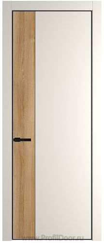 Дверь Profil Doors 24PE цвет Перламутр белый кромка Черный матовый RAL9005 вставка Дуб Карамель
