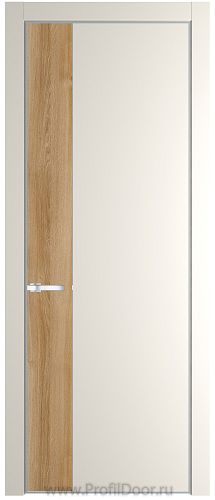 Дверь Profil Doors 24PE цвет Перламутр белый кромка Серебро вставка Дуб Карамель