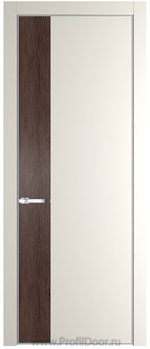 Дверь Profil Doors 24PE цвет Перламутр белый кромка Серебро вставка Дуб Тобакко