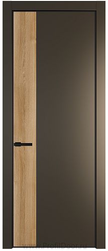 Дверь Profil Doors 24PE цвет Перламутр бронза кромка Черный матовый RAL9005 вставка Дуб Карамель