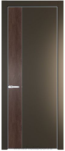 Дверь Profil Doors 24PE цвет Перламутр бронза кромка Серебро вставка Дуб Тобакко