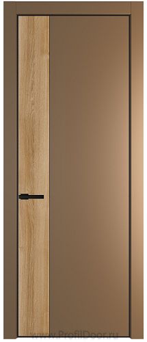 Дверь Profil Doors 24PE цвет Перламутр золото кромка Черный матовый RAL9005 вставка Дуб Карамель