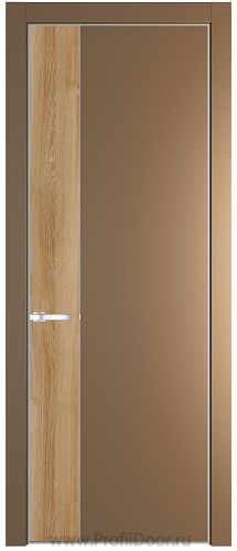 Дверь Profil Doors 24PE цвет Перламутр золото кромка Серебро вставка Дуб Карамель