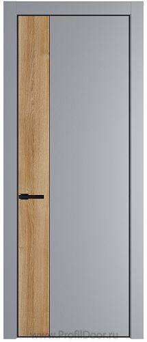 Дверь Profil Doors 24PE цвет Смоки (RAL 870-02) кромка Черный матовый RAL9005 вставка Дуб Карамель