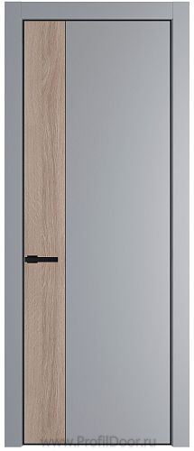 Дверь Profil Doors 24PE цвет Смоки (RAL 870-02) кромка Черный матовый RAL9005 вставка Дуб Сонома