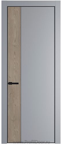 Дверь Profil Doors 24PE цвет Смоки (RAL 870-02) кромка Черный матовый RAL9005 вставка Каштан Темный