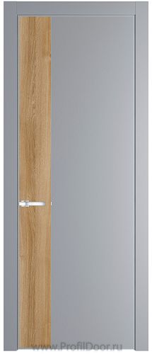 Дверь Profil Doors 24PE цвет Смоки (RAL 870-02) кромка Серебро вставка Дуб Карамель