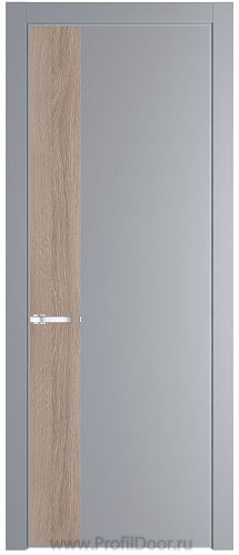 Дверь Profil Doors 24PE цвет Смоки (RAL 870-02) кромка Серебро вставка Дуб Сонома