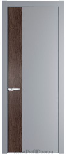 Дверь Profil Doors 24PE цвет Смоки (RAL 870-02) кромка Серебро вставка Дуб Тобакко