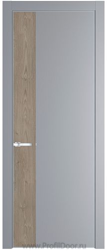 Дверь Profil Doors 24PE цвет Смоки (RAL 870-02) кромка Серебро вставка Каштан Темный