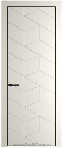 Дверь Profil Doors 9PE цвет Перламутр белый кромка Черный матовый RAL9005