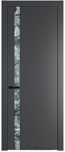 Дверь Profil Doors 18PW цвет Графит (Pantone 425С) стекло Атриум серебро молдинг Черный матовый