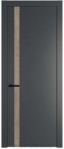 Дверь Profil Doors 18PW цвет Графит (Pantone 425С) вставка Каштан Темный молдинг Черный матовый