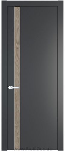 Дверь Profil Doors 18PW цвет Графит (Pantone 425С) вставка Каштан Темный молдинг Серебро